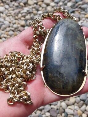 Stella & Dot Gold-Tone Labradorite Teardrop Pendant Necklace